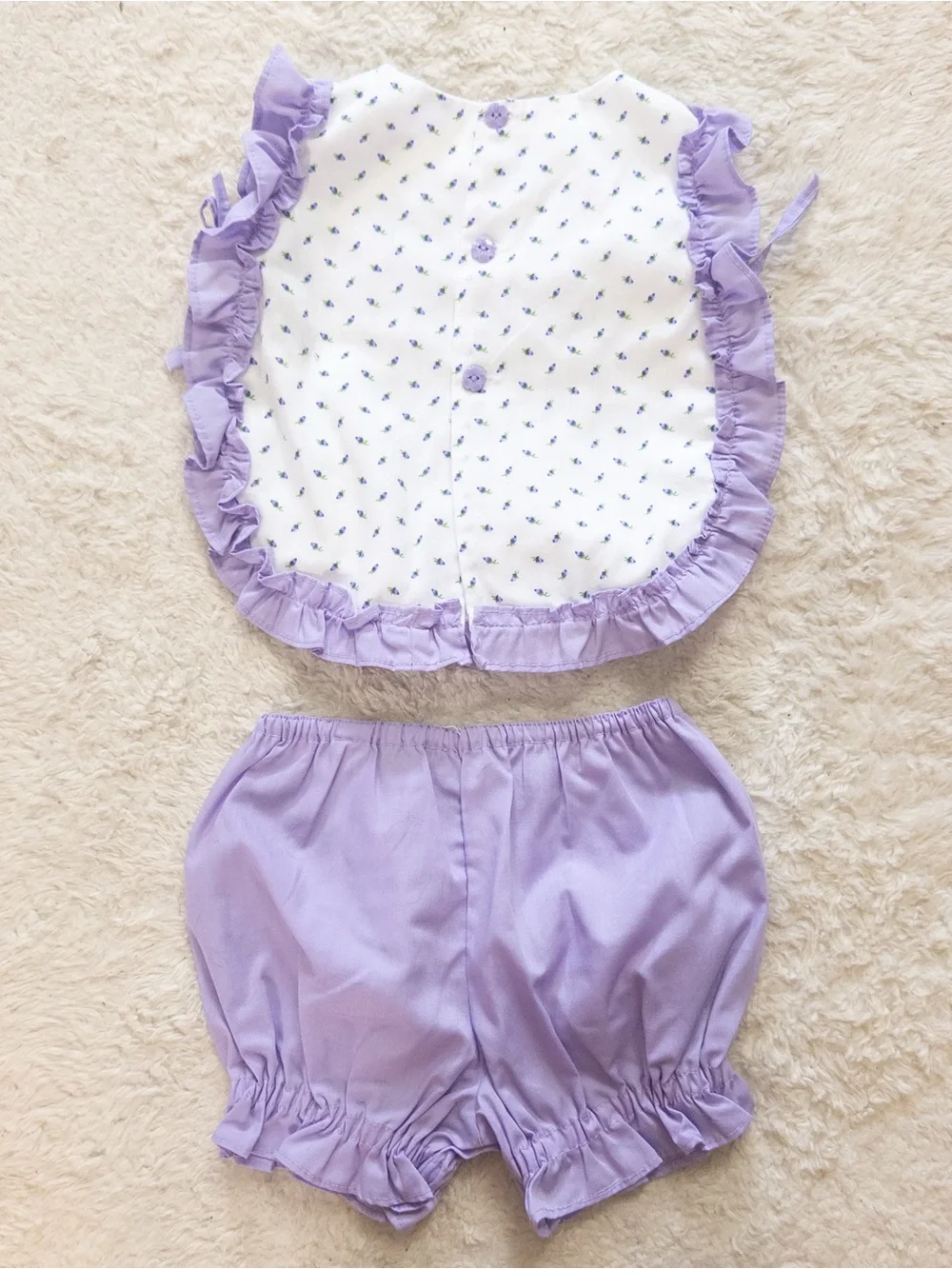 Handmade Purple & White Floral Baby Outfit Set Bloomers 6–12M? Vintage Style